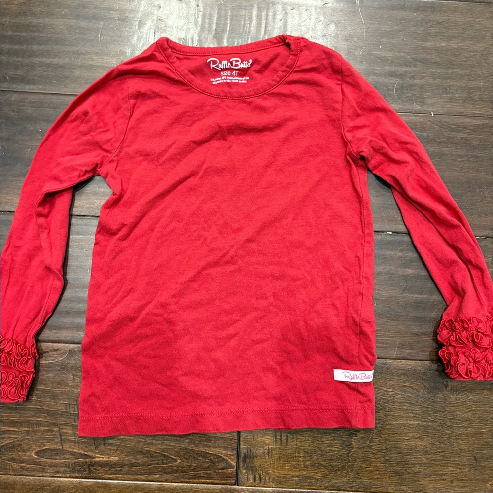 Ruffle Butts Vibrant Red Long Sleeve Tee